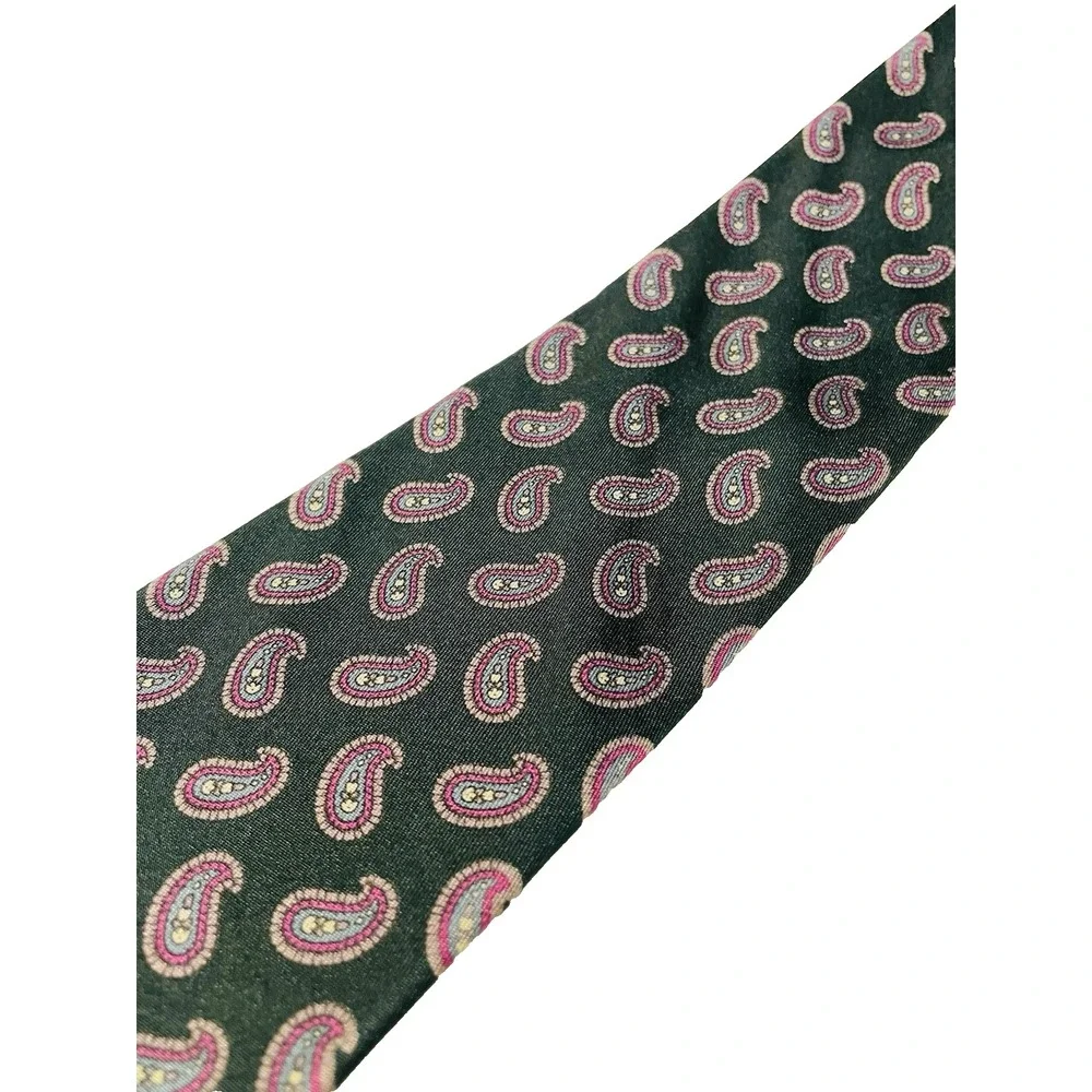 Robert Talbott for Patrick James Silk Tie Black Paisley Pink White Gray 3.5